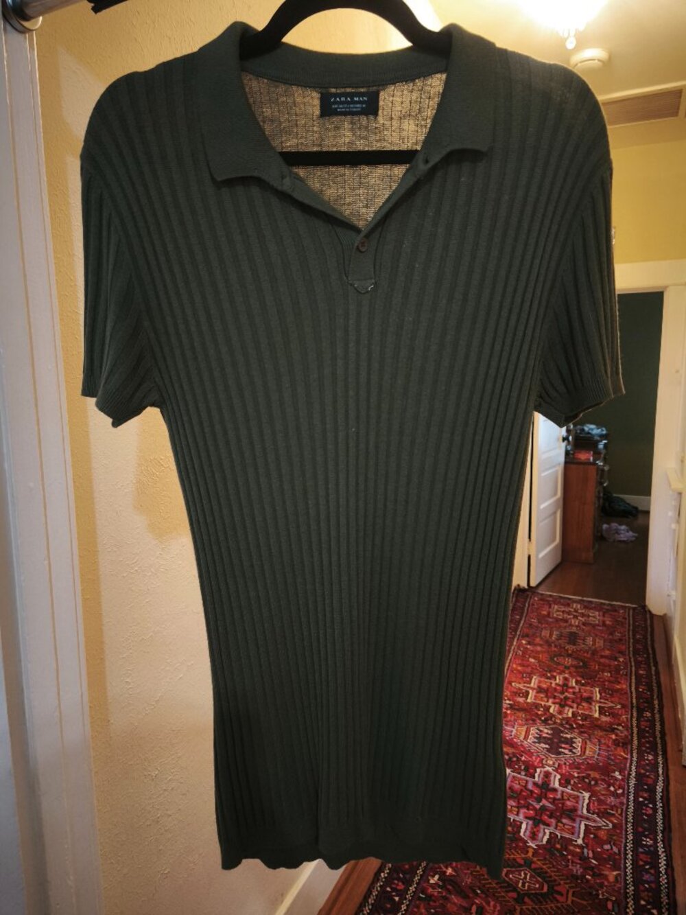 Zara Olive Drab Ribbed Polo **FREE SHIPPING**